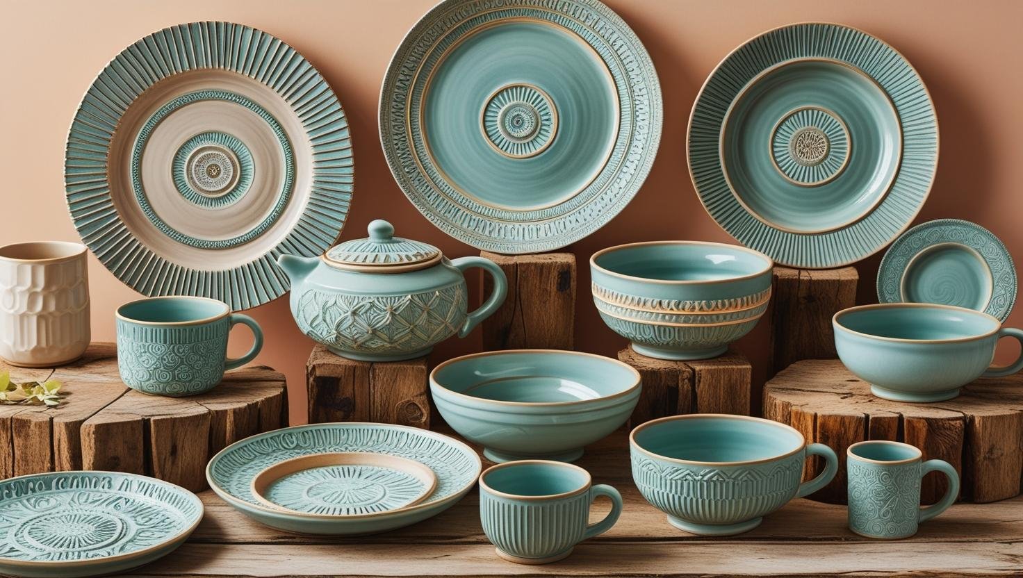 Create a banner for e commerce website for handmade decorative crockery
